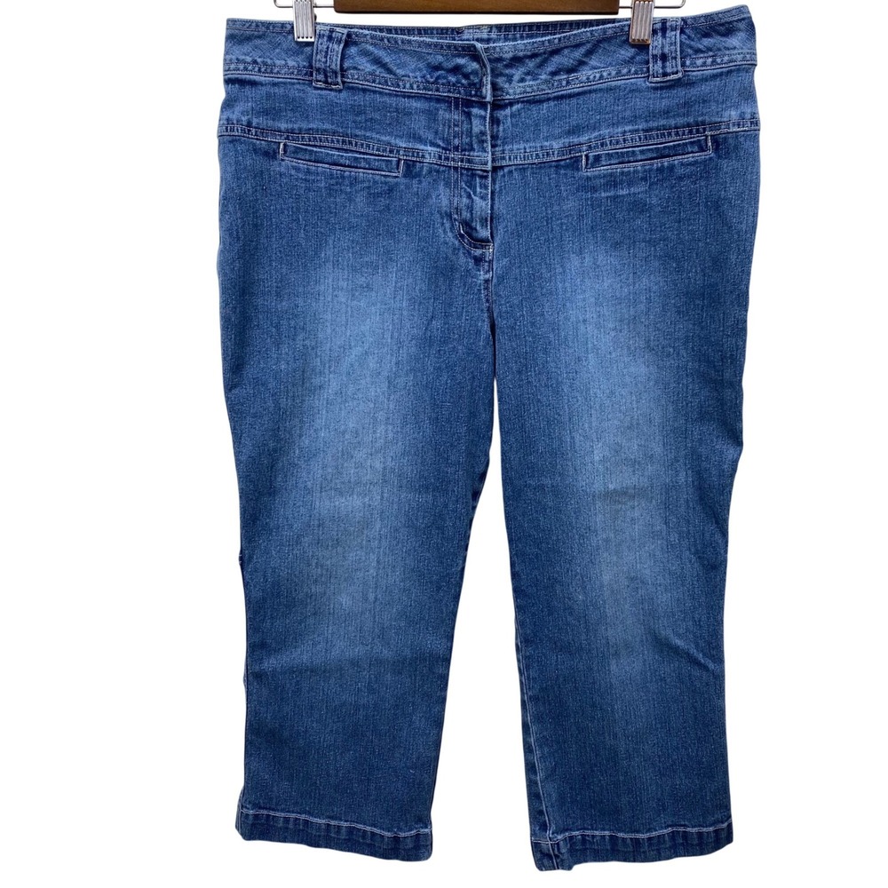 Carolina Blues Cropped Denim Jeans Womens 12 Blue Stretch Capri Button Pockets